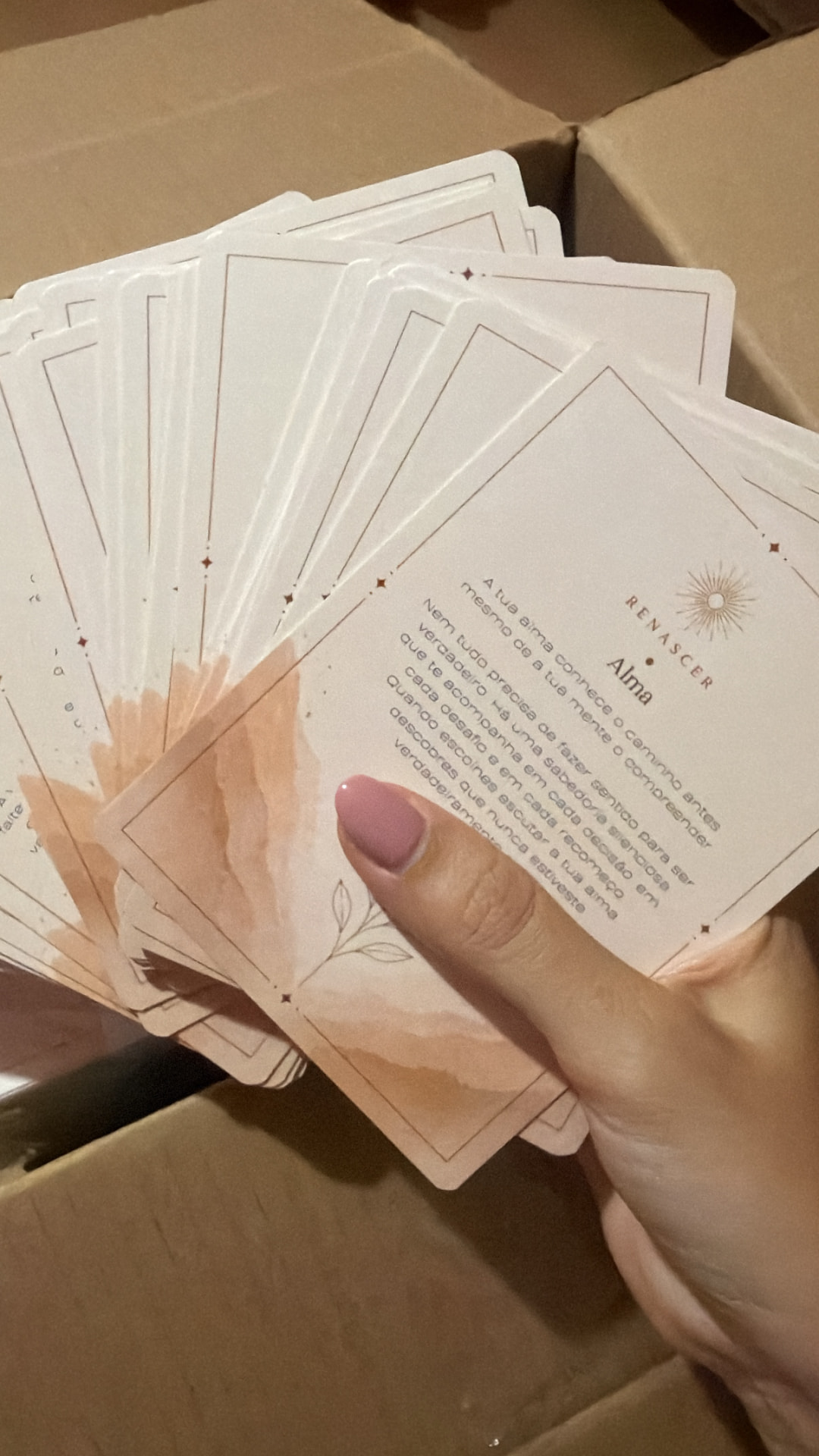 Caixa do Oráculo Renascer com as cartas a sair
